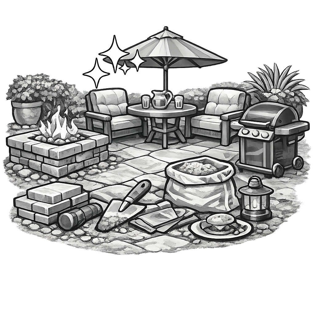 Hardscaping patios and outdoor living icon