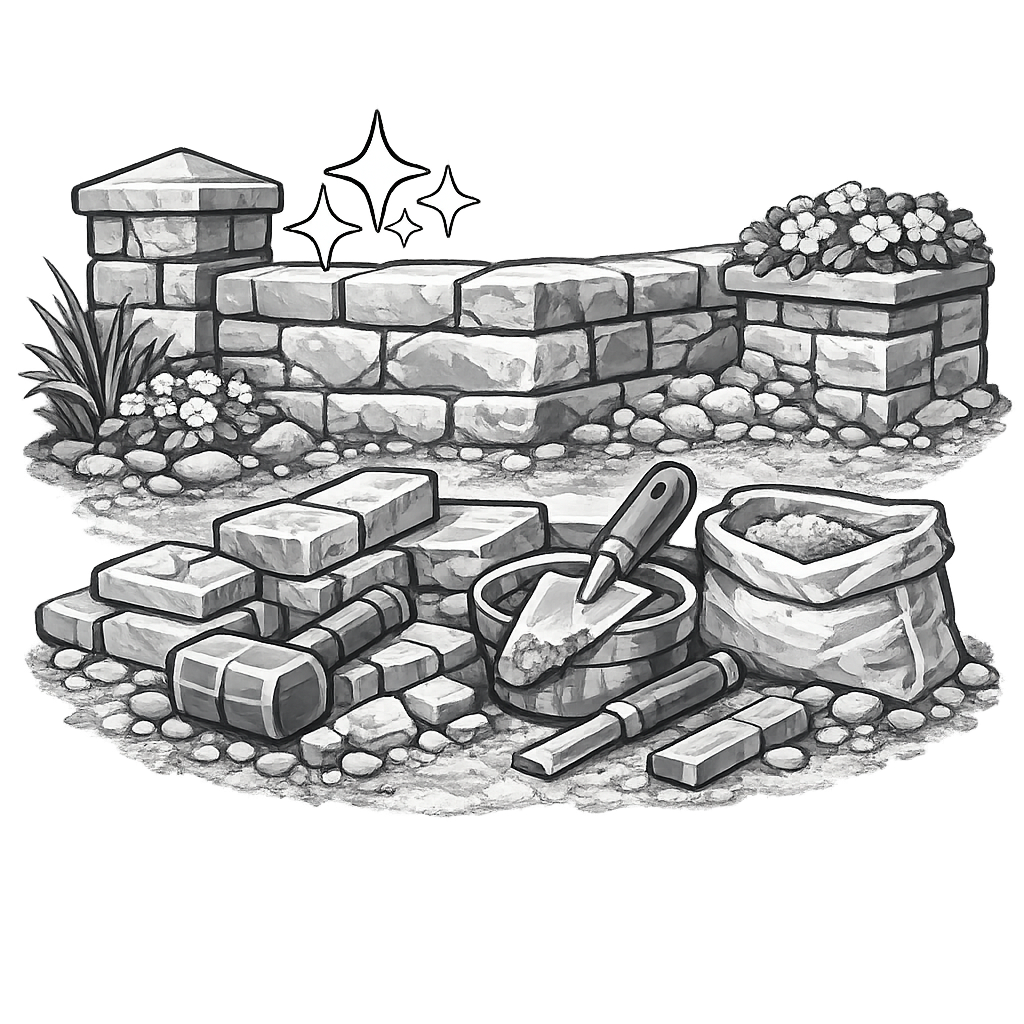 Stonework walls and landscape features icon